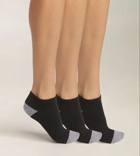 Lot de 3 paires de socquettes femme en coton Noir et Gris EcoDim Sport