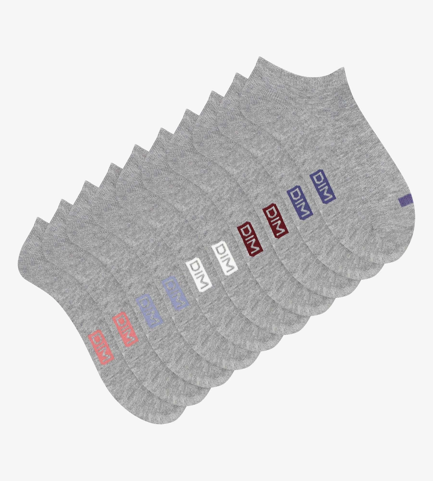 Lot de 5 paires de socquettes femme en coton Gris Clair EcoDim