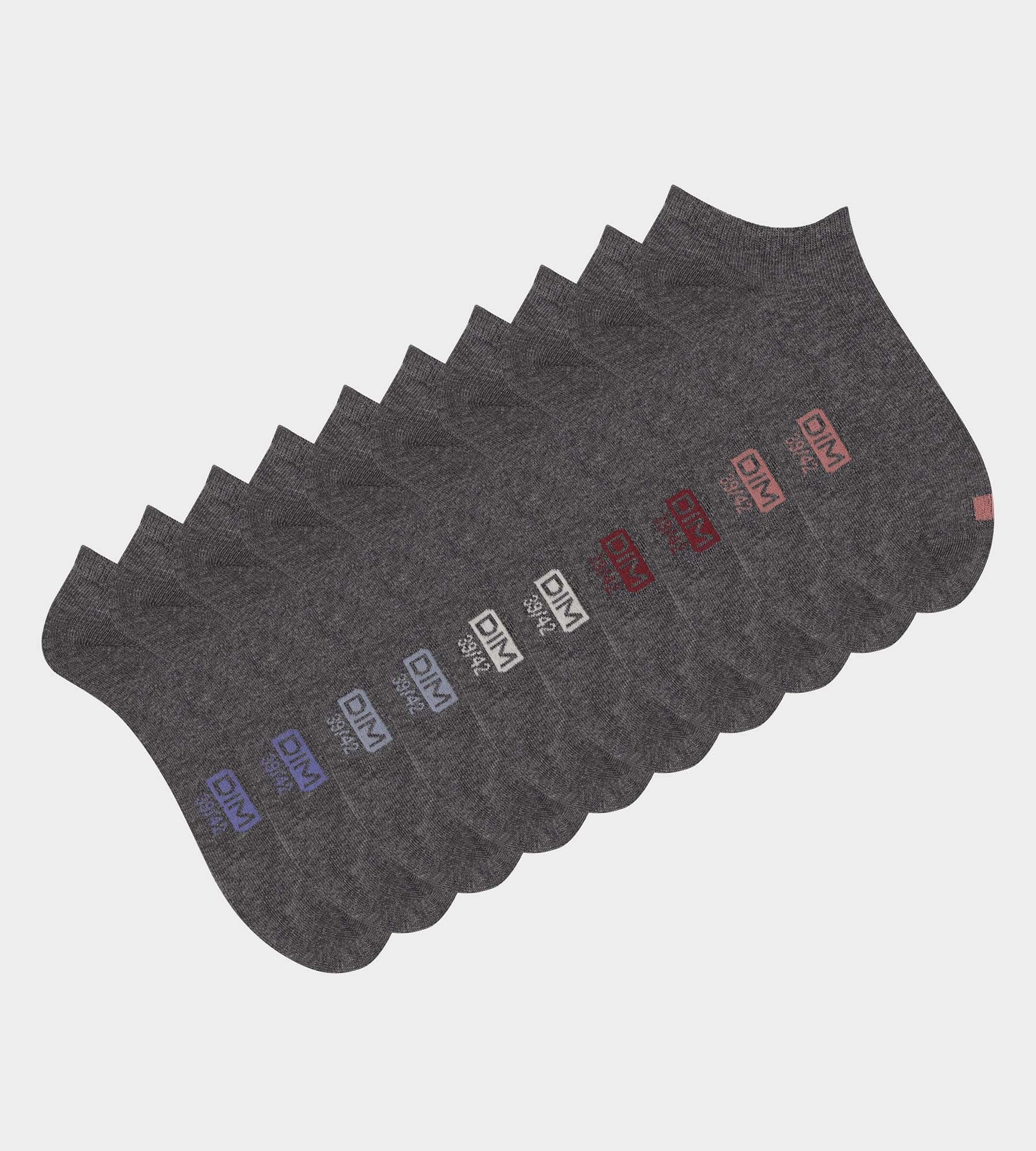 Lot de 5 paires de socquettes homme en coton Gris à vignettes EcoDim