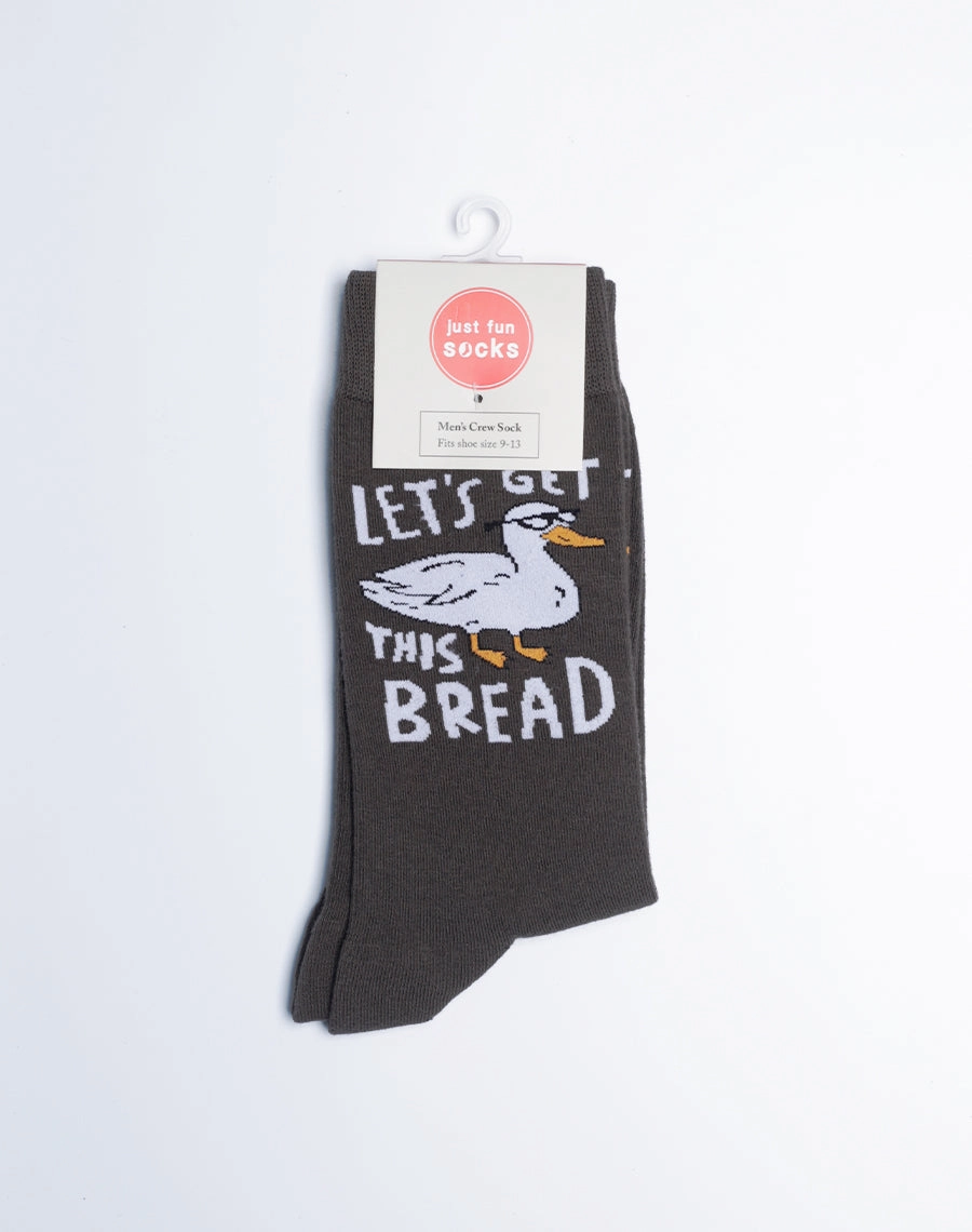 Men's Let's Get This Bread Funny Duck Crew Socks