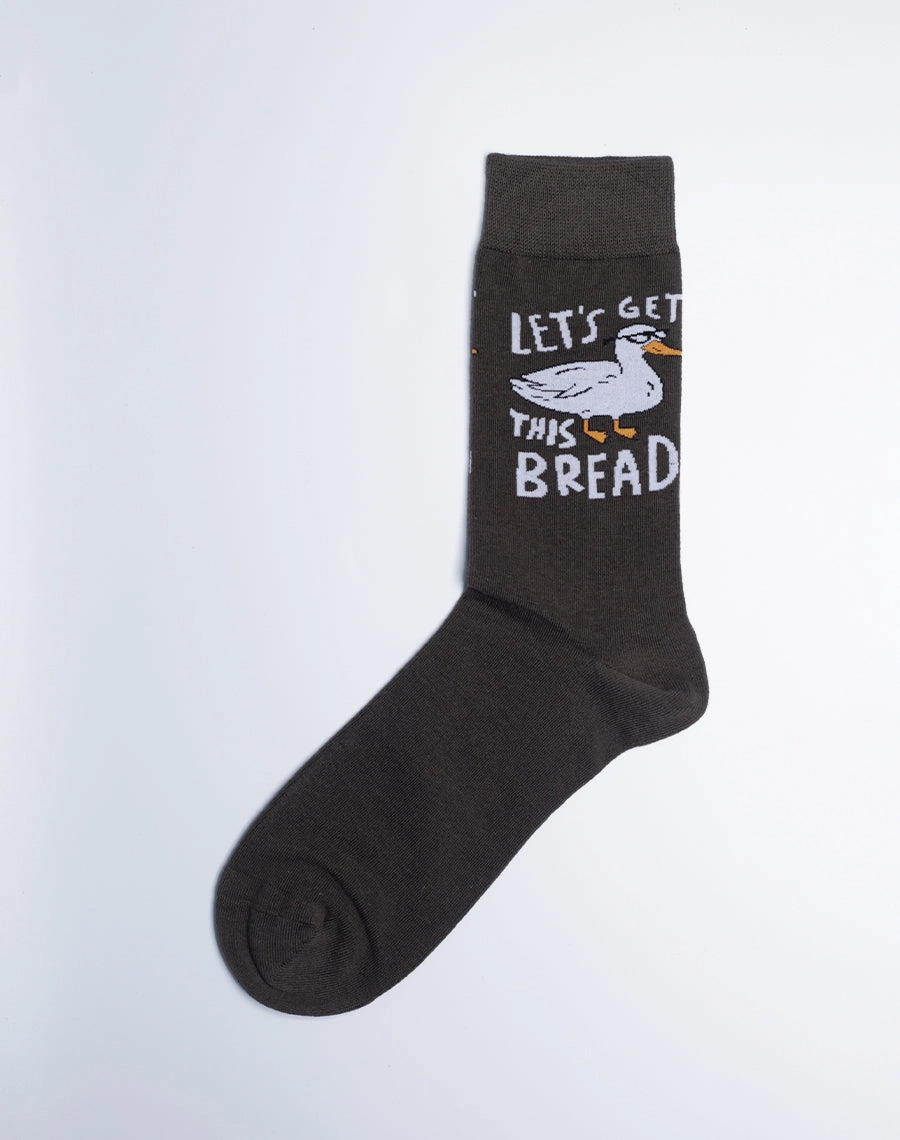 Men's Let's Get This Bread Funny Duck Crew Socks