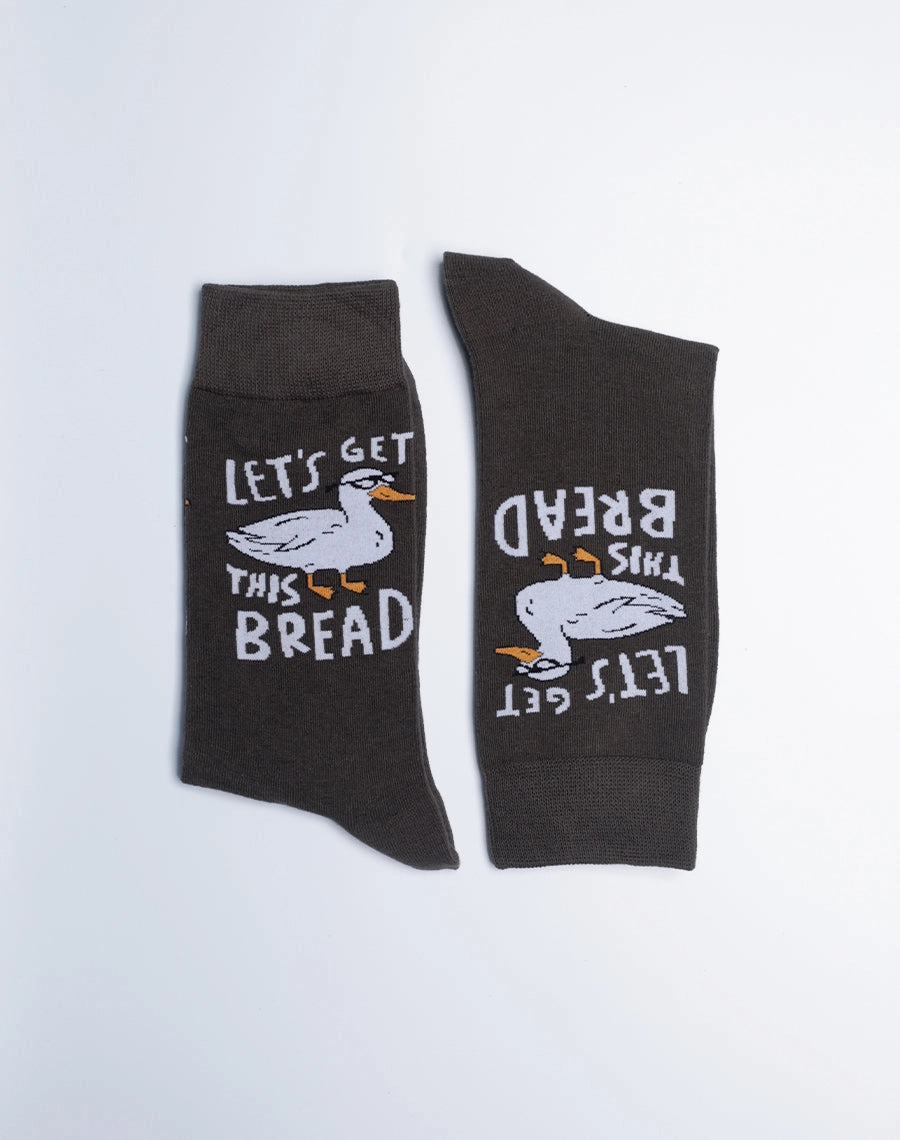 Men's Let's Get This Bread Funny Duck Crew Socks
