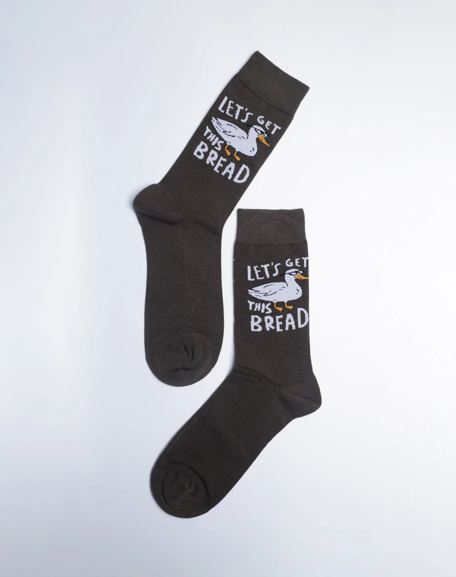 Men's Let's Get This Bread Funny Duck Crew Socks