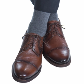 Mid-Gray Wide Ribbed Cashmere Blend Sock Linked-Toe Mid-Calf