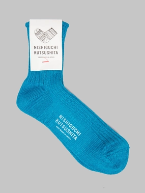 Nishiguchi Kutsushita Linen Ribbed Socks Tenkawa River