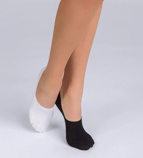 Pack of 2 pairs of Femme Basic Coton black and white cotton footies for women