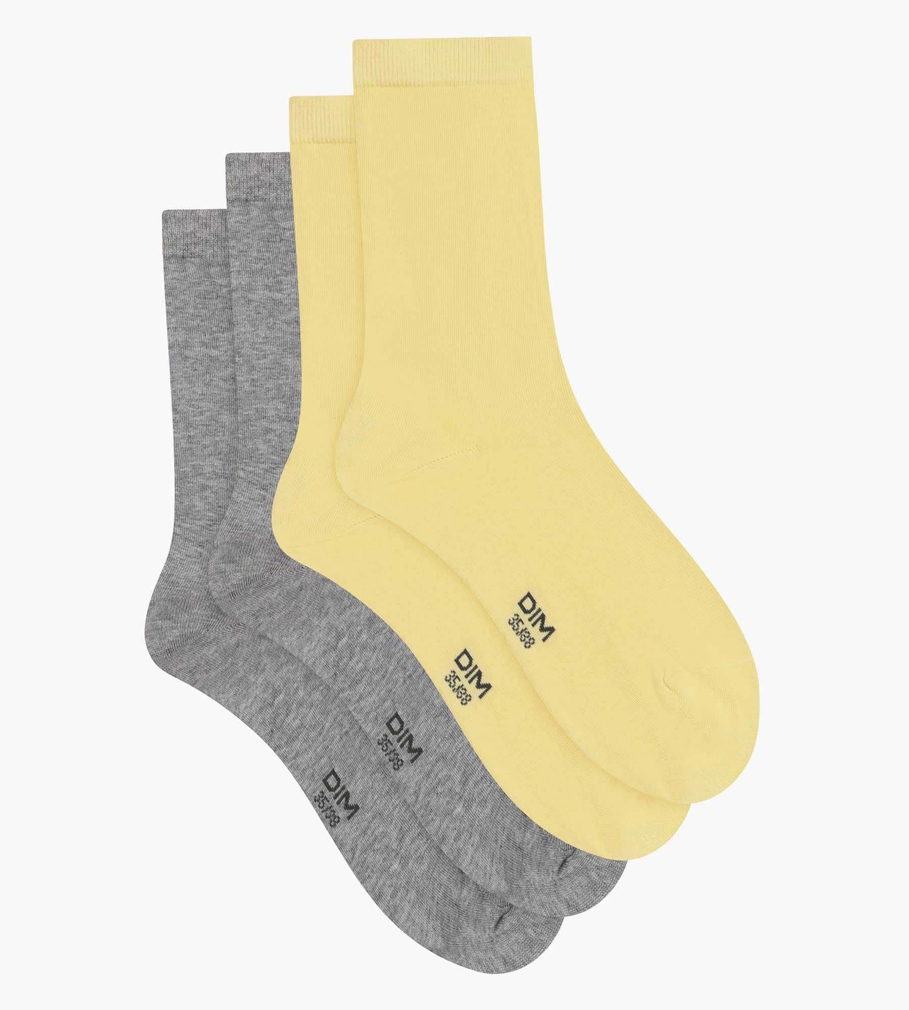 Pack of 2 pairs of women's Banana cotton knee socks Dim