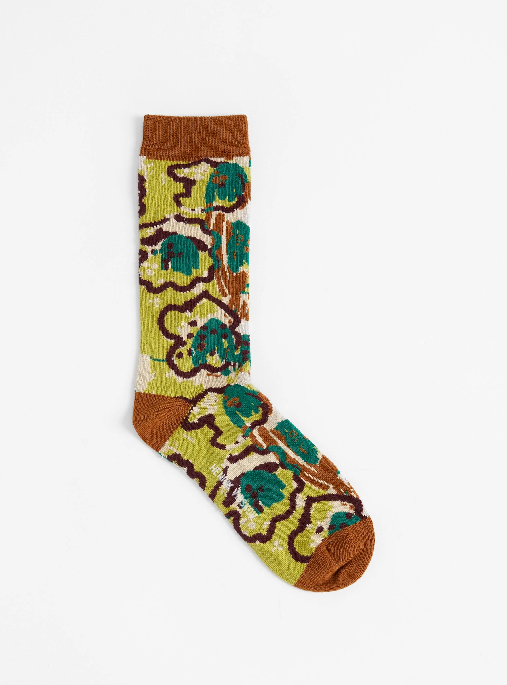 Playground Flowers Socks Brown Green Spraycan