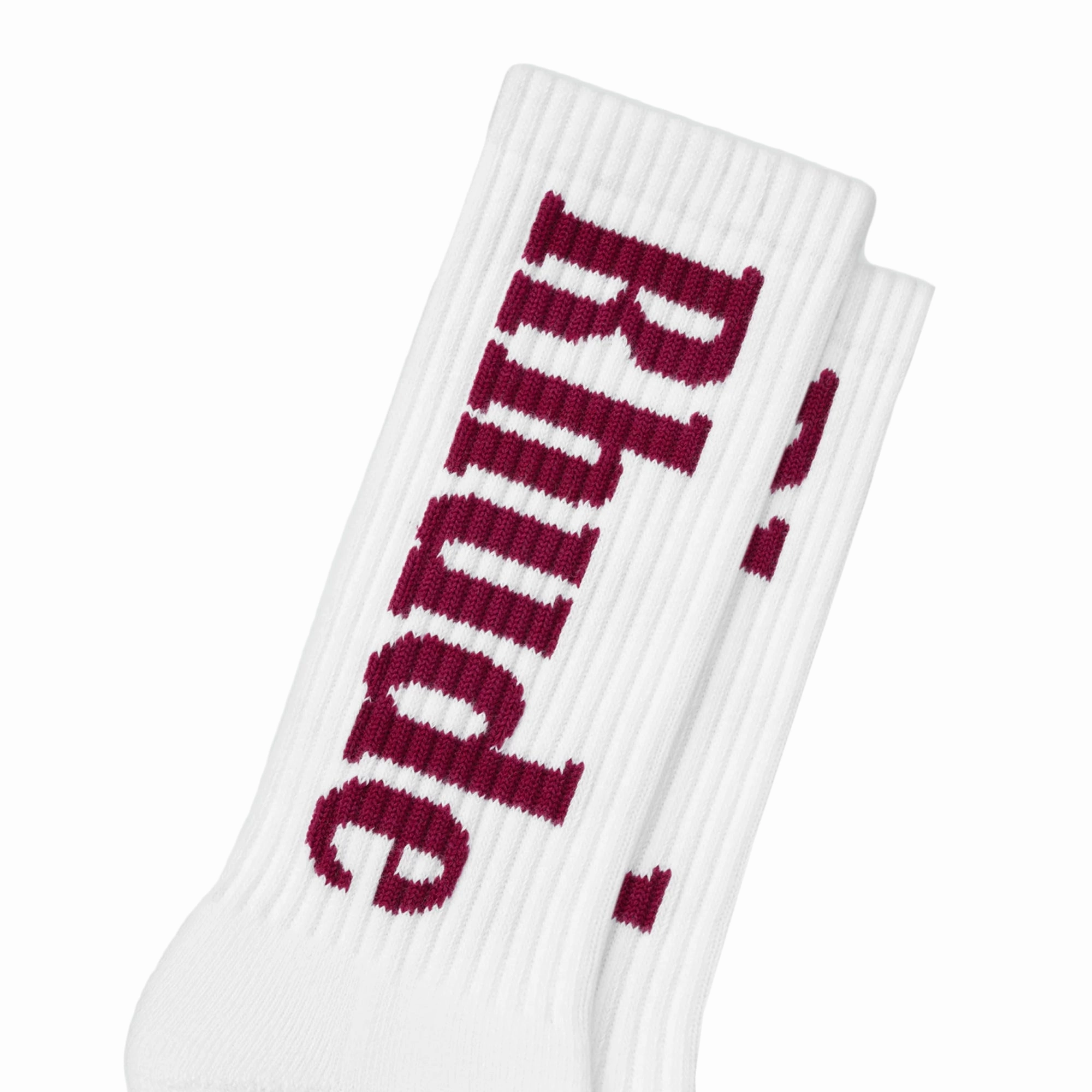 R H U D E Vertical Logo Sock White/Maroon