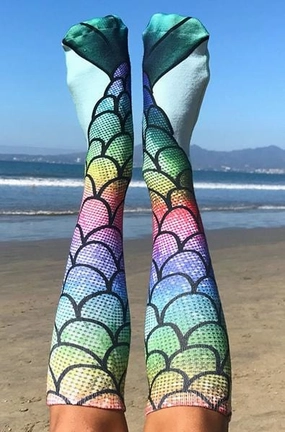 Rainbow Mermaid Knee High Socks