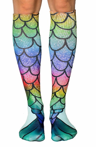 Rainbow Mermaid Knee High Socks