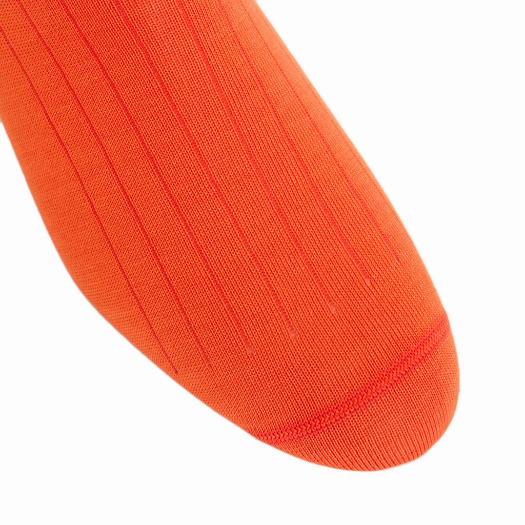 Red Orange Solid Ribbed Cotton Sock Linked Toe OTC