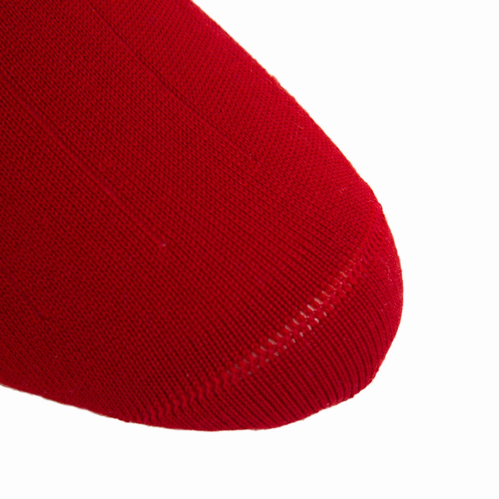 Red Solid Wide Ribbed Cashmere Wool Blend Sock Linked Toe OTC
