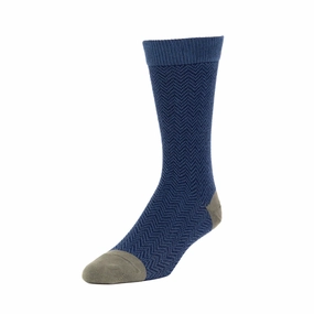 Signature Herringbone - Organic Cotton Tall Crew Socks - Navy