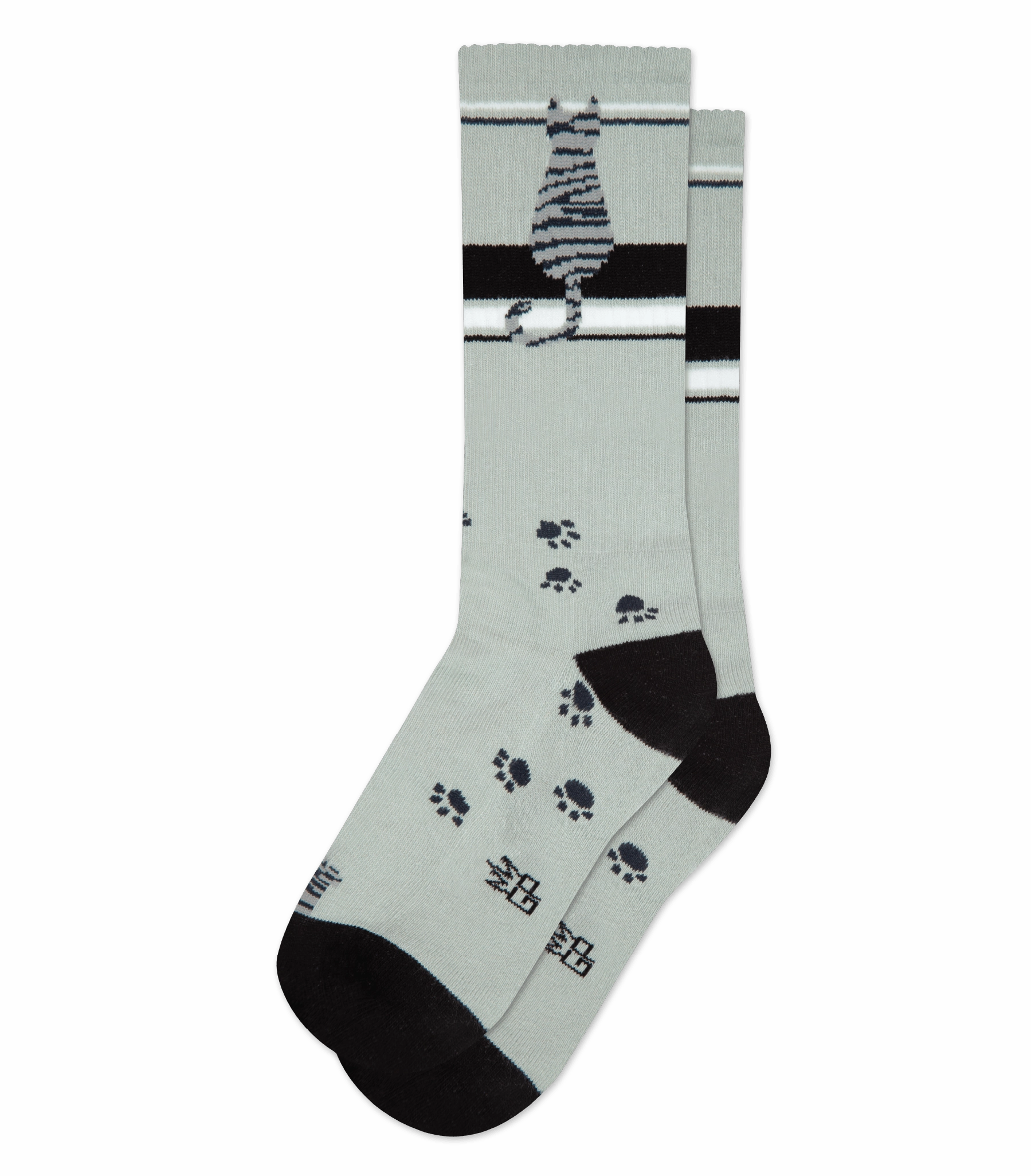 Sitting Gray Tabby Cat - Gym Crew Socks