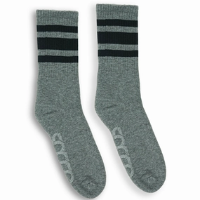 SOCCO Performance Crew | Black Striped Socks | Dark Heather Grey