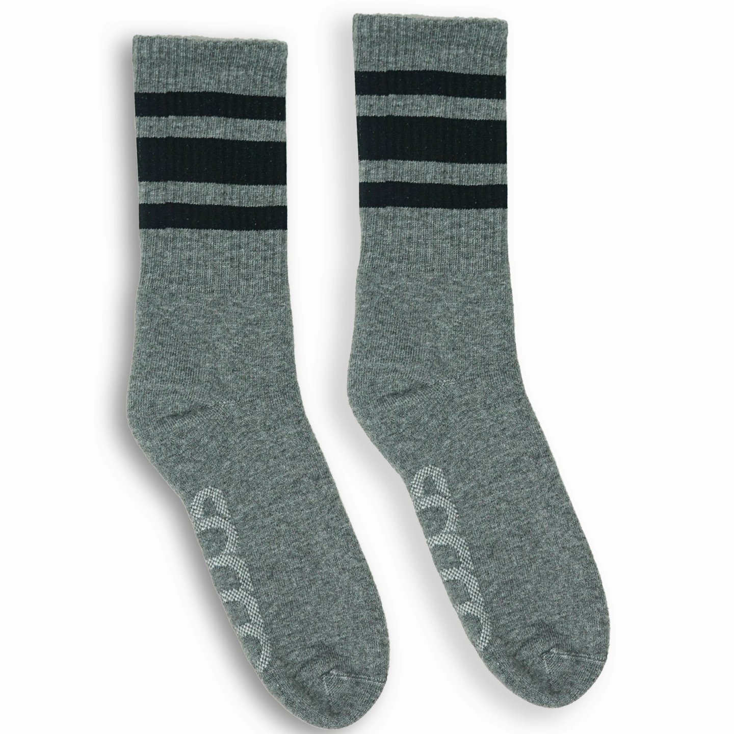 SOCCO Performance Crew | Black Striped Socks | Dark Heather Grey