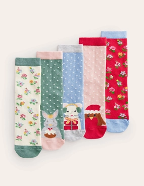 Socks 5 Pack-Festive Animals