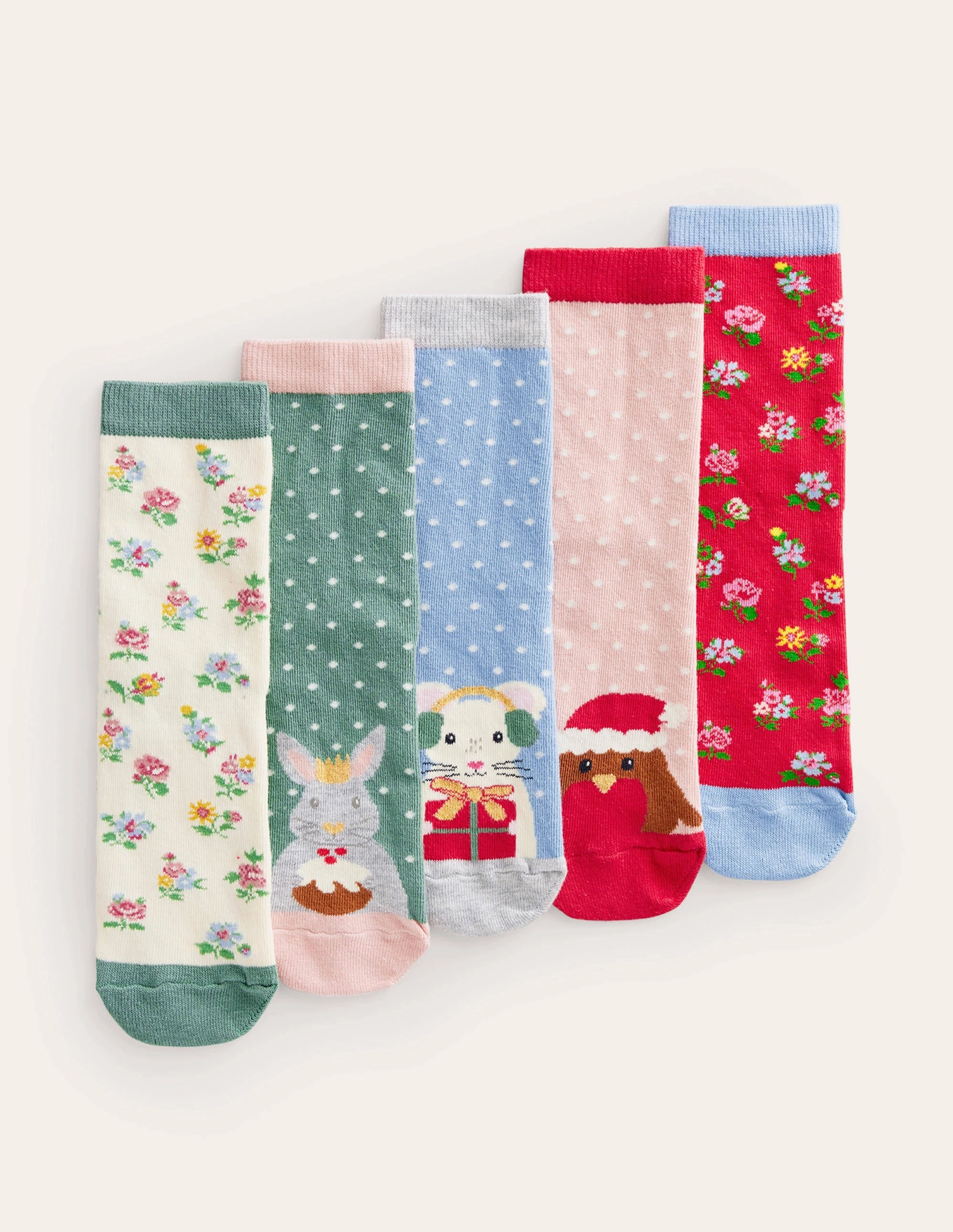 Socks 5 Pack-Festive Animals