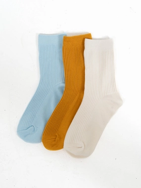 Sol 3 Pack Sock - Angel Falls/ Power Gold/ Heritage White