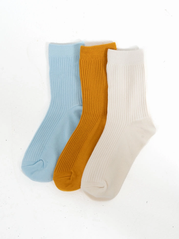 Sol 3 Pack Sock - Angel Falls/ Power Gold/ Heritage White