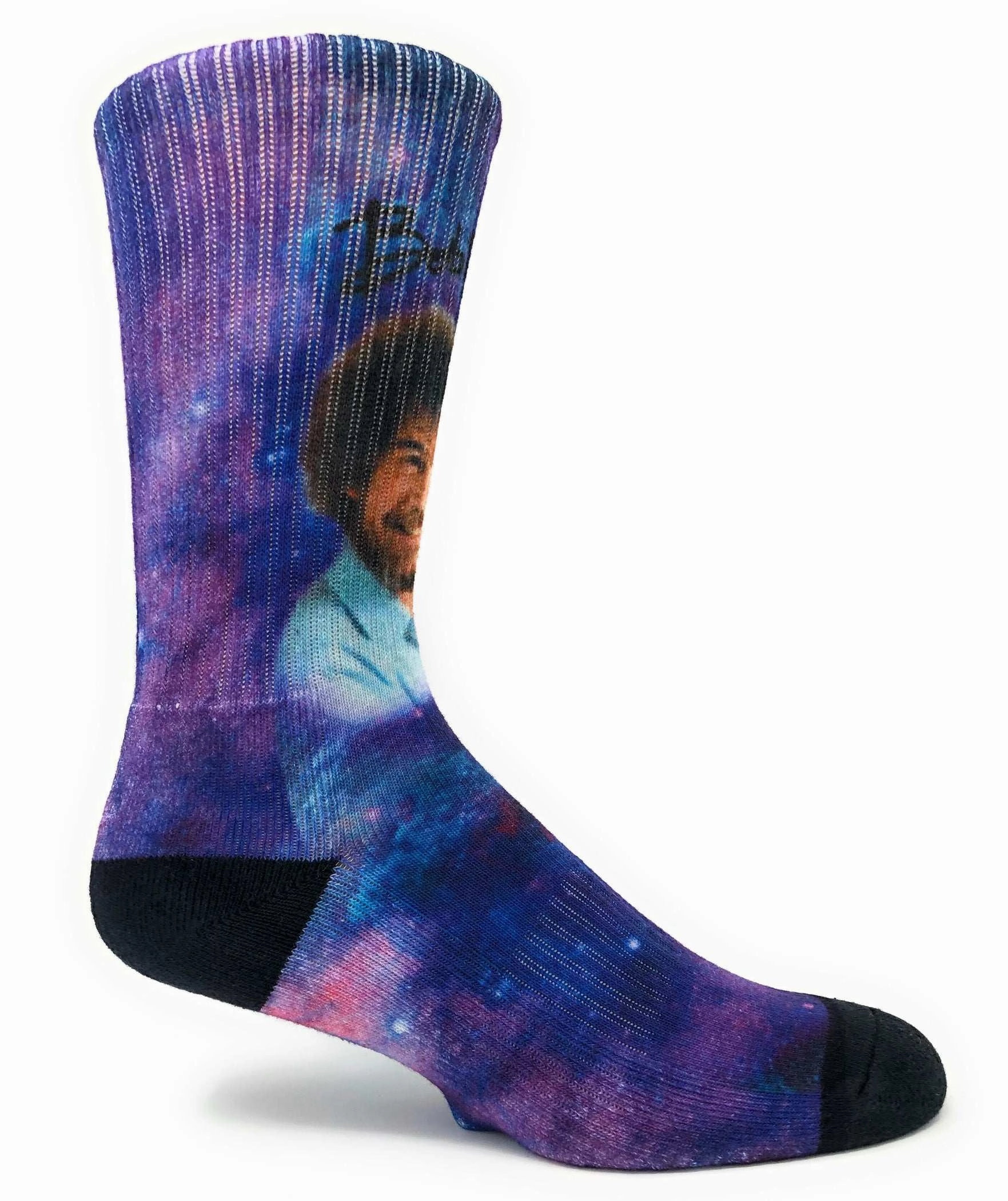 Spaced Out Bob Ross Athletic Socks