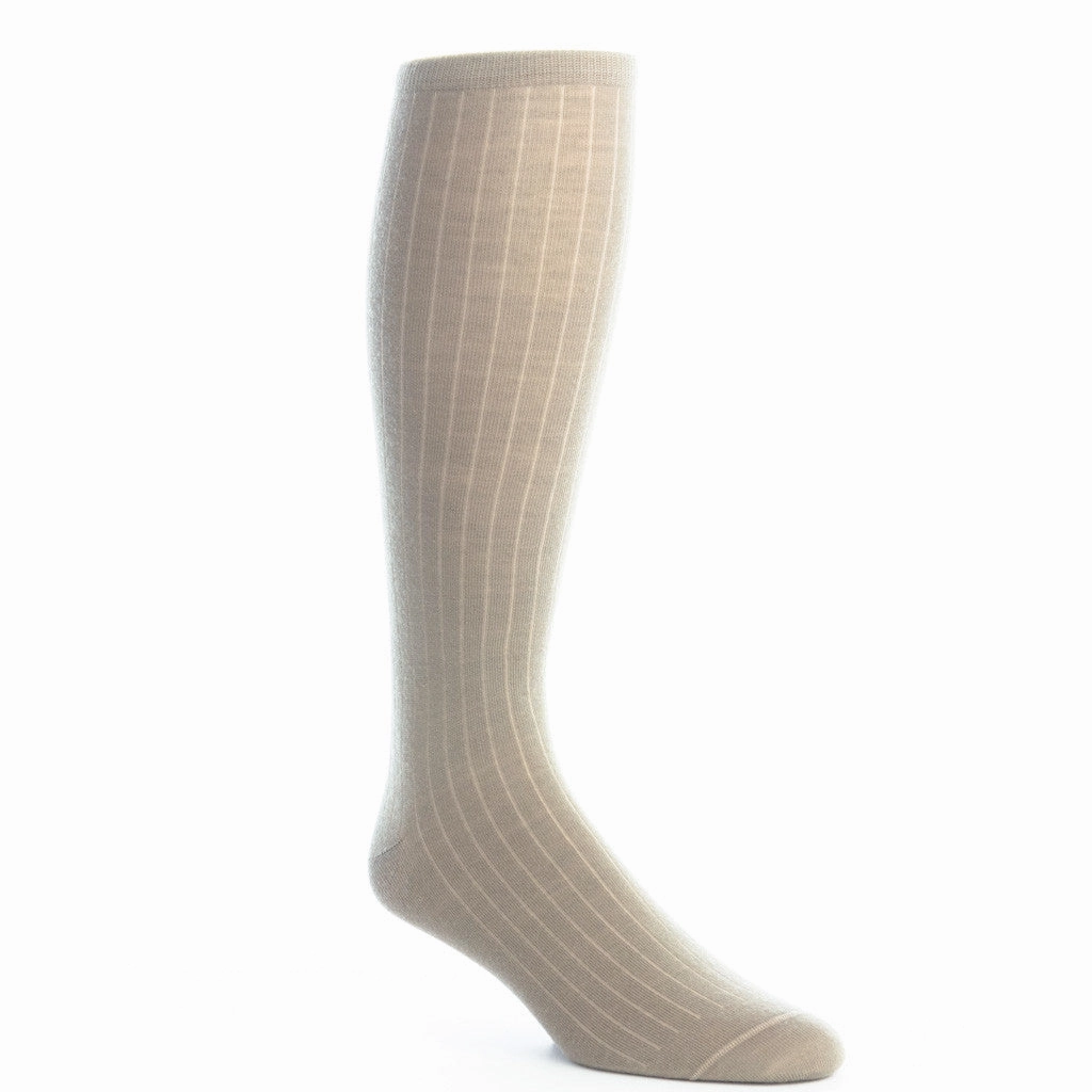 Taupe Solid Ribbed Fine Merino Wool Sock Linked Toe OTC