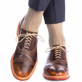 Taupe Solid Ribbed Fine Merino Wool Sock Linked Toe OTC