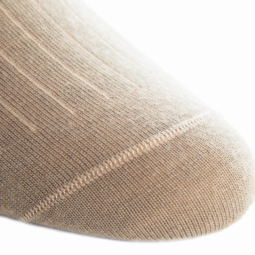 Taupe Solid Ribbed Fine Merino Wool Sock Linked Toe OTC