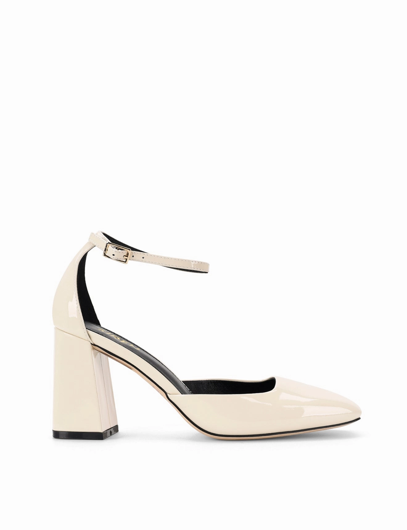 Travis Closed Toe Block Heels - Chalk White Patent Leather