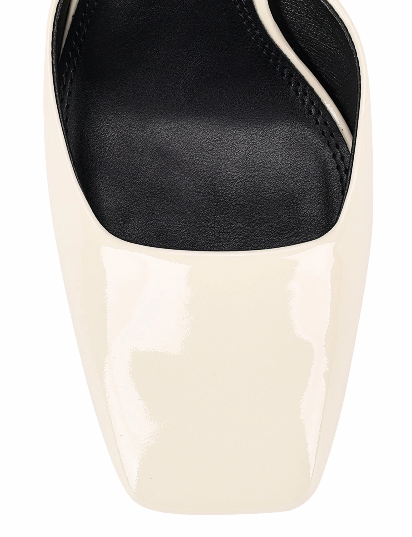 Travis Closed Toe Block Heels - Chalk White Patent Leather