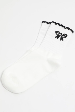 White Bow Socks