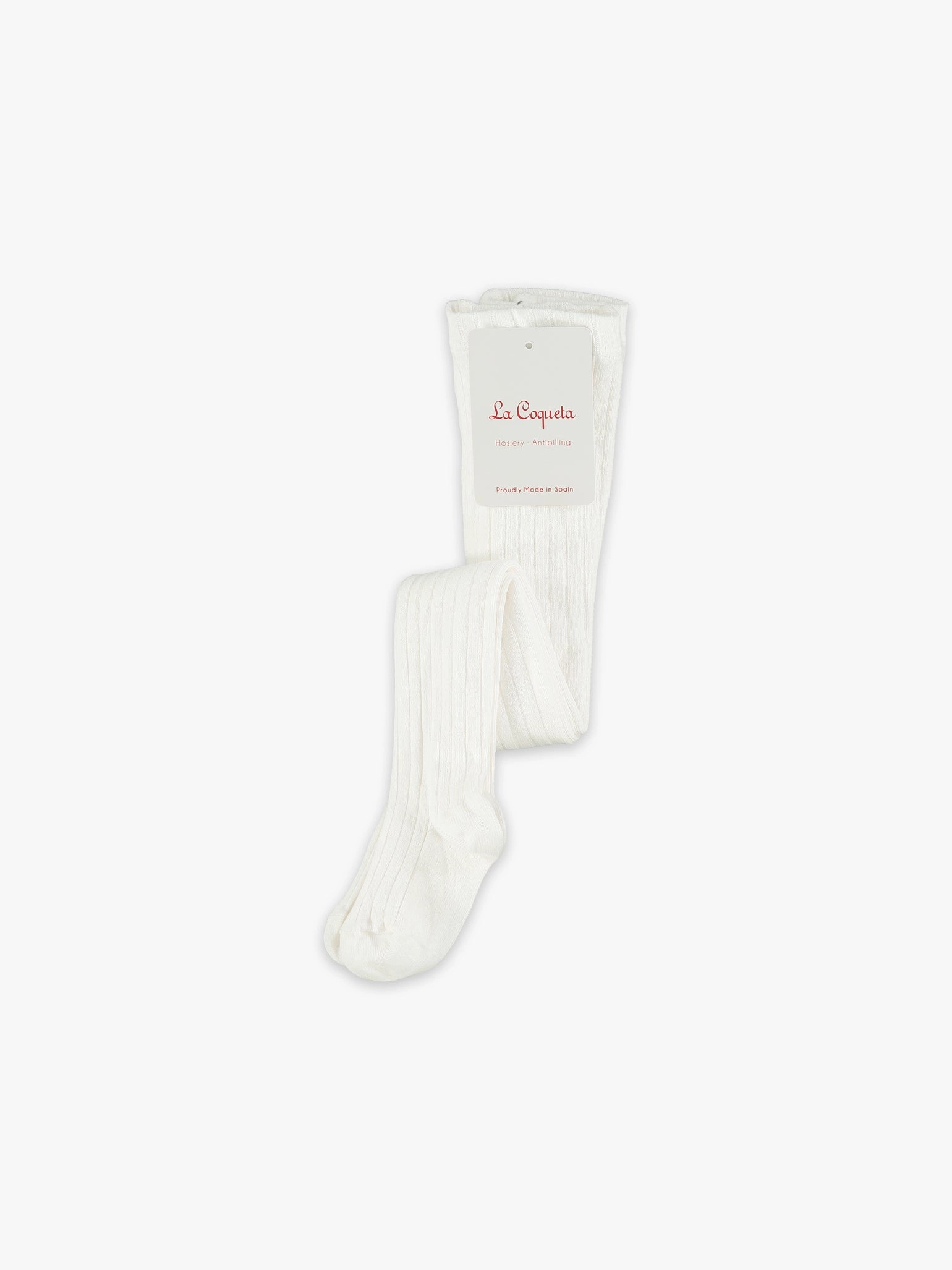 White Ribbed Kids Tights
