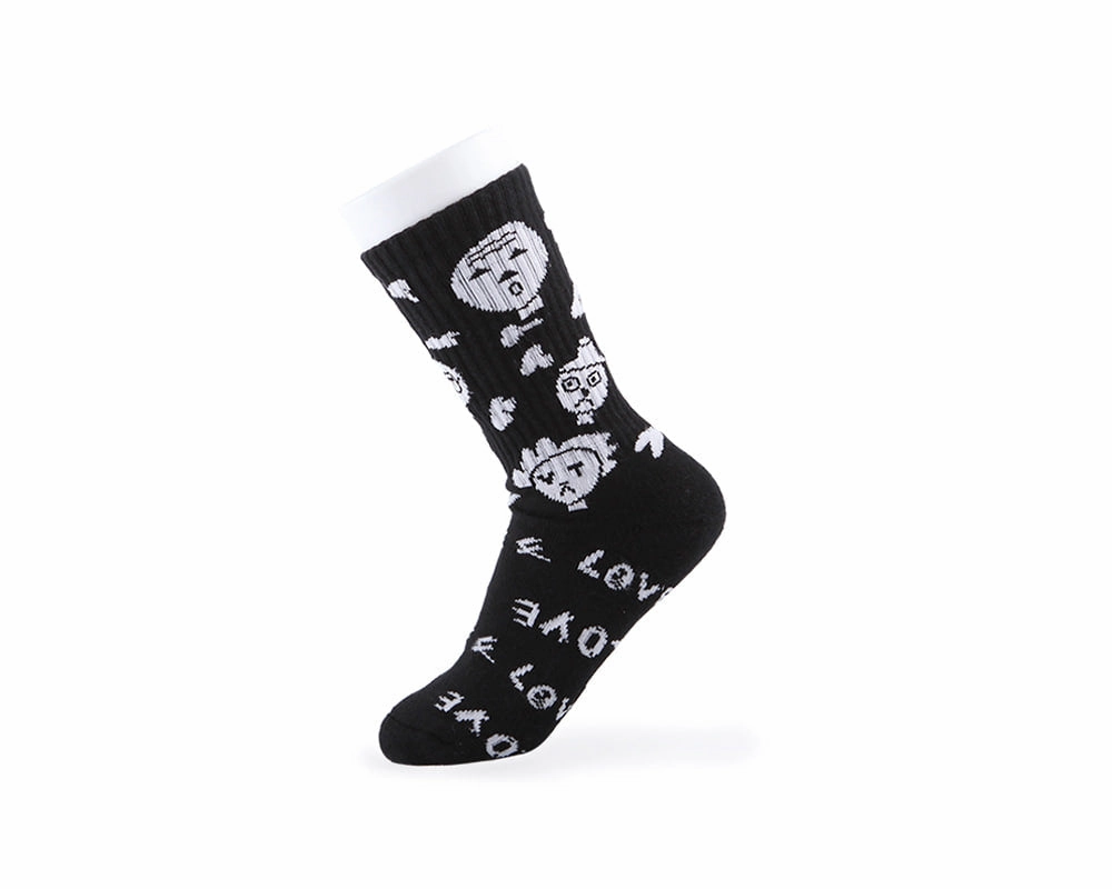 Women's Athletic Love Doodle Socks - Black