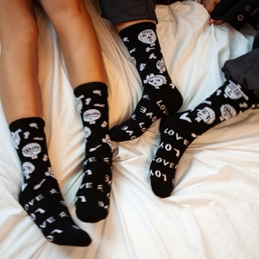 Women's Athletic Love Doodle Socks - Black