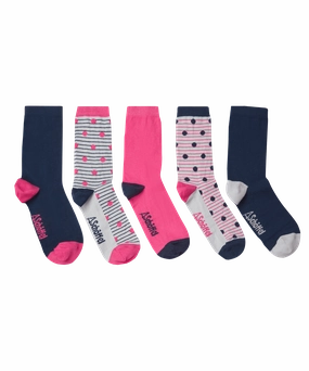 Women's Bamboo Socks (Box of 5) - Navy/Pink Mix