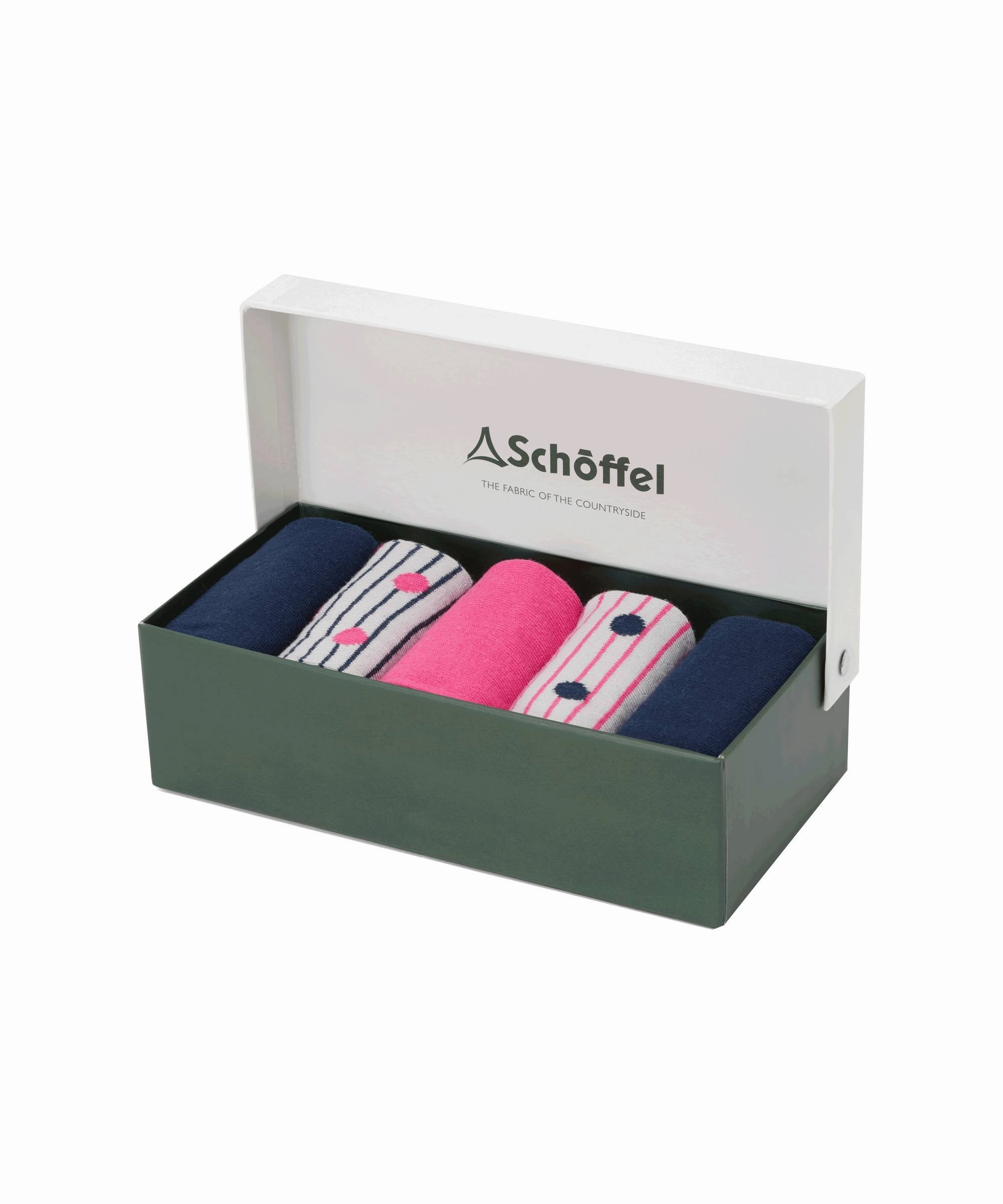Women's Bamboo Socks (Box of 5) - Navy/Pink Mix