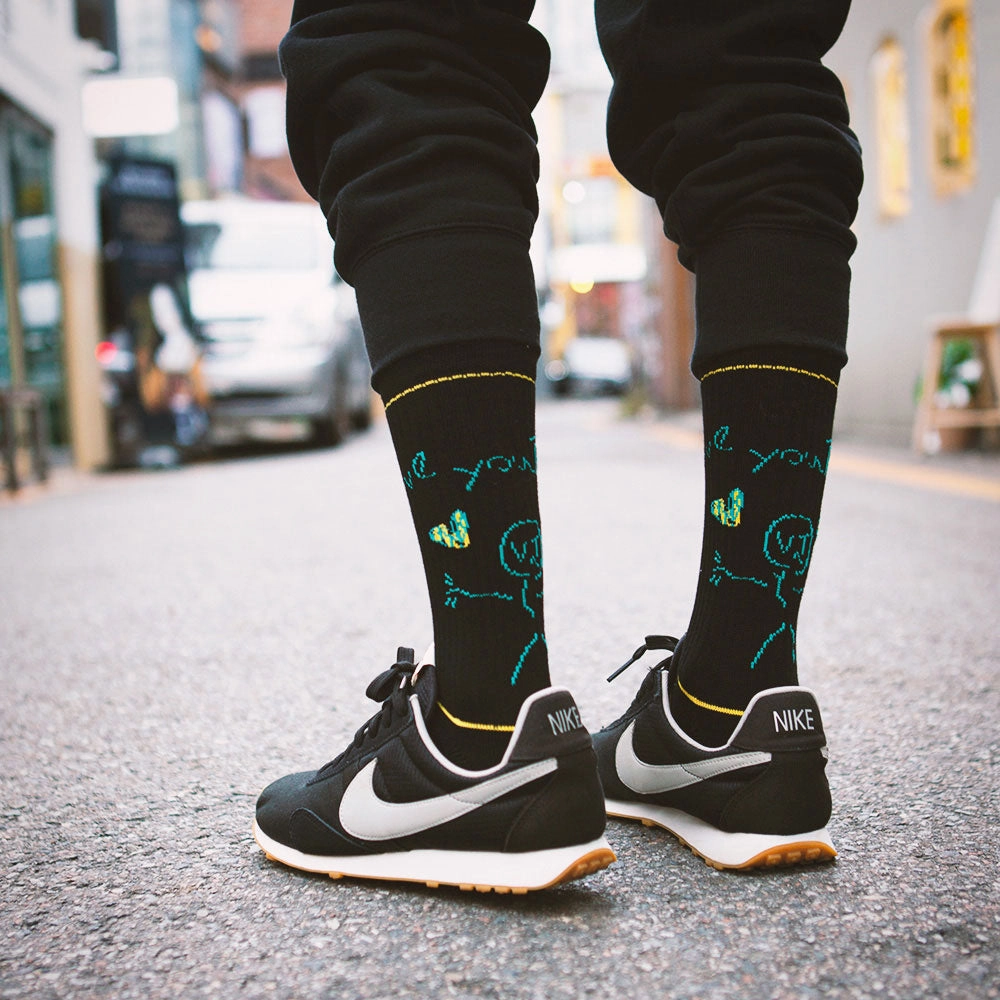 Women's Love You This Much Athletic Socks - Black