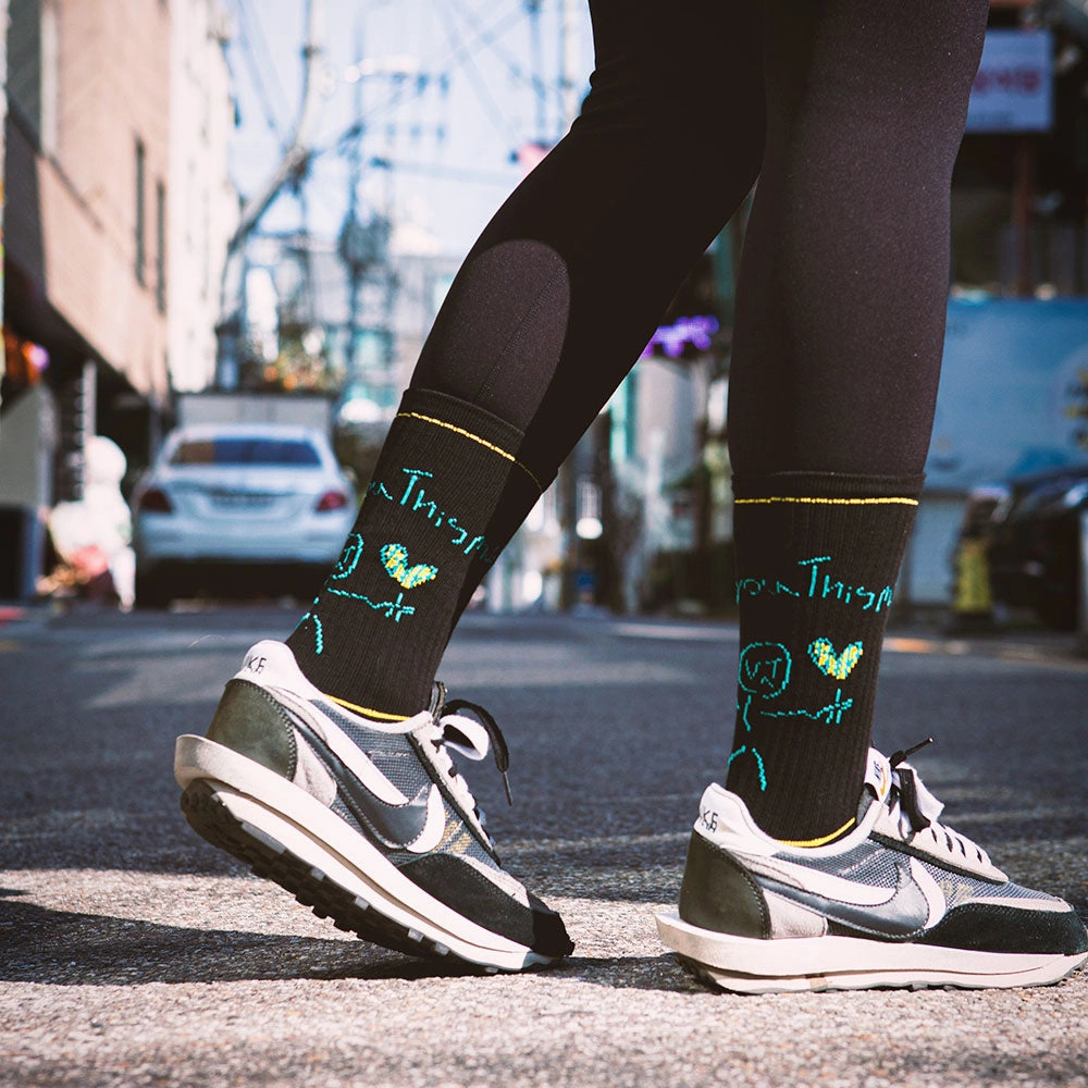 Women's Love You This Much Athletic Socks - Black