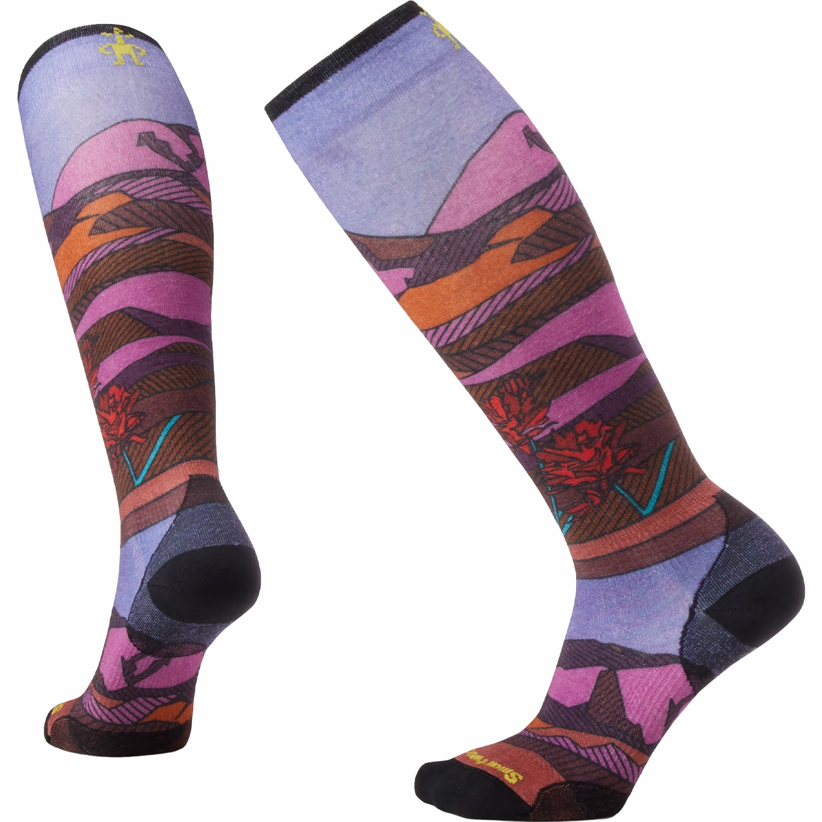 Women's Ski Floral Field Print Over The Calf Socks