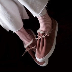 Women's Swoony Lines Socks - Pink & Ivory