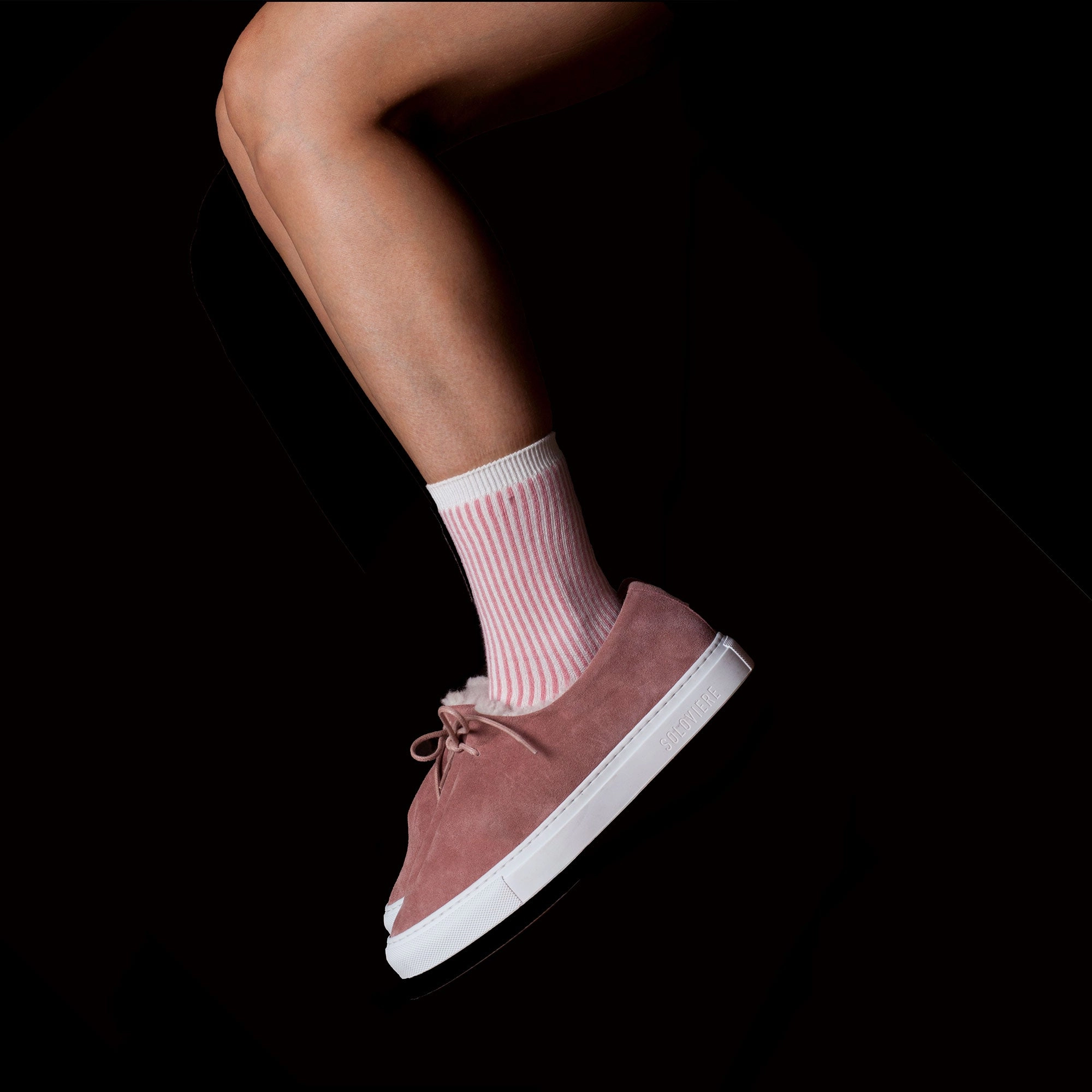 Women's Swoony Lines Socks - Pink & Ivory