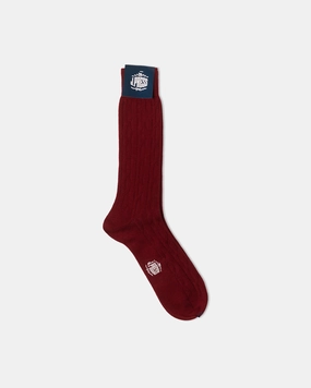 WOOL CABLE  SOCKS - BURGUNDY
