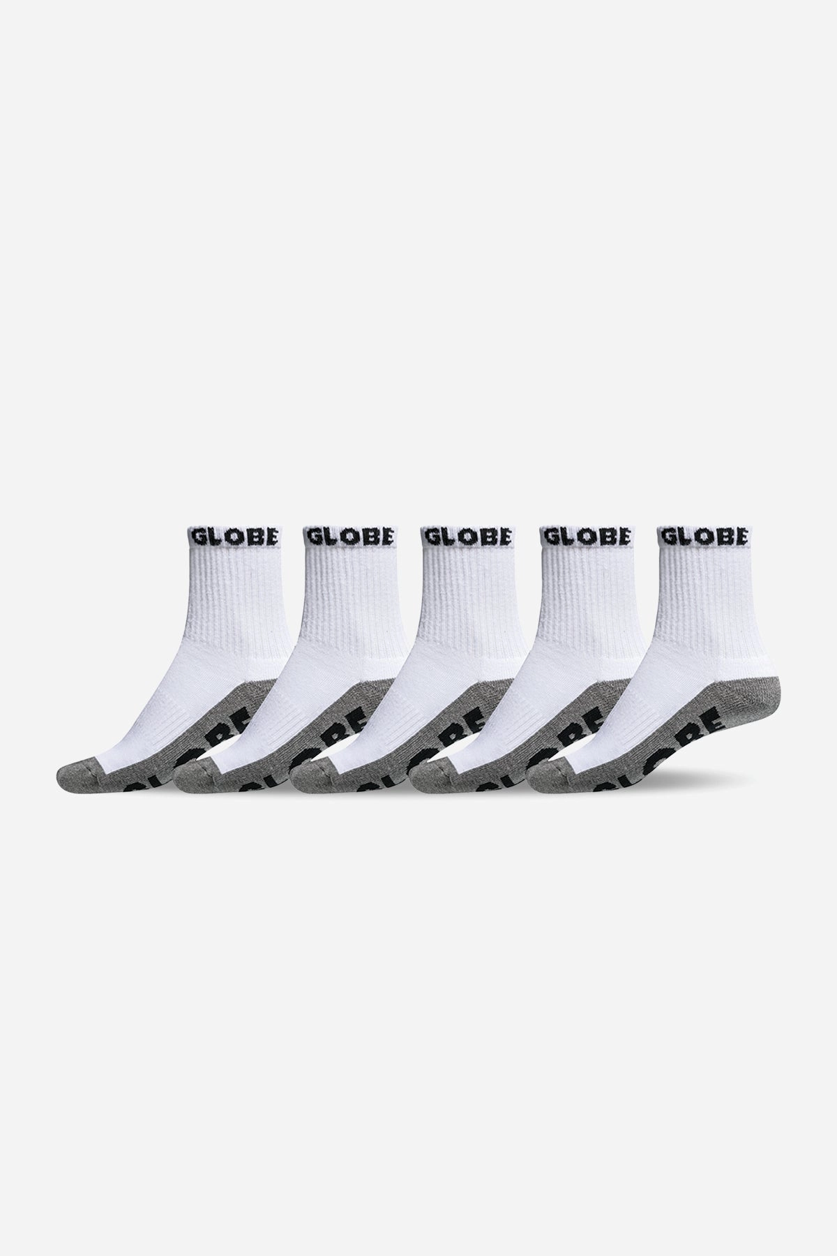 YOUTH QUARTER SOCK 5 PACK - White/Grey