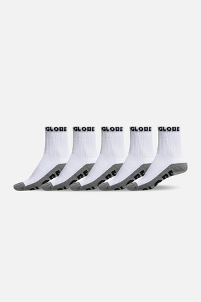 YOUTH QUARTER SOCK 5 PACK - White/Grey